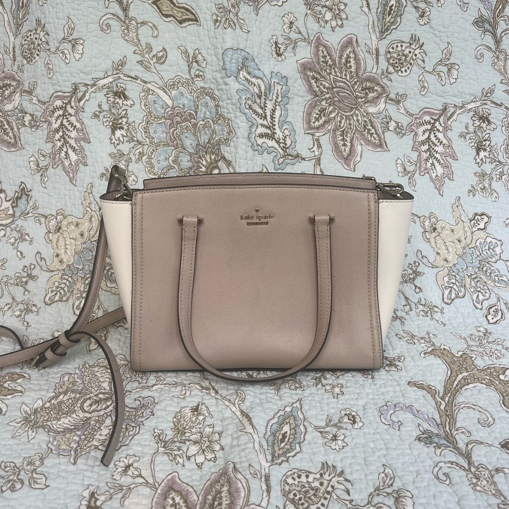 Kate Spade Cream and White Satchel with Double Handles